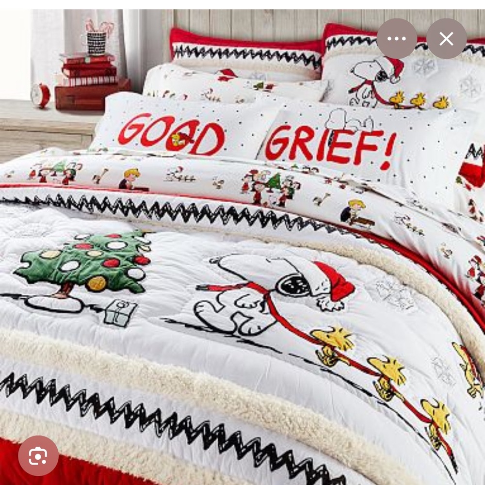 NWOT Pottery Barn Teen PBTeen Christmas Snoopy Cotton Pillow Cases, 1 pair